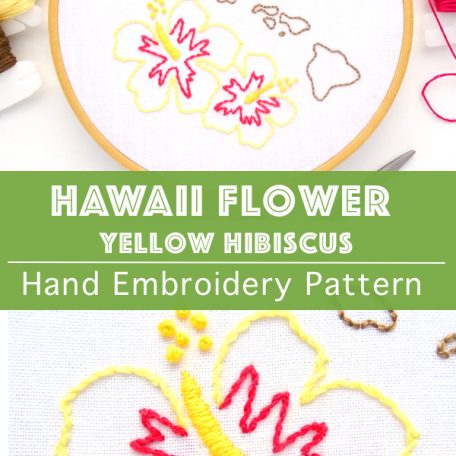 hawaii-state-flower-hand-embroidery-pattern-yellow-hibiscus