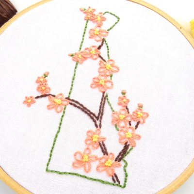 Delaware State Flower Hand Embroidery Pattern {Peach Blossom}