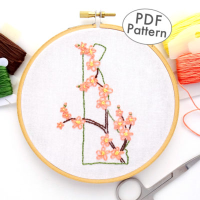 Delaware State Flower Hand Embroidery Pattern {Peach Blossom}