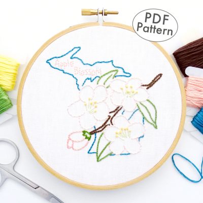 Michigan State Flower Hand Embroidery Pattern {Apple Blossom}