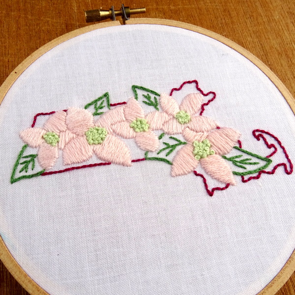Massachusetts State Flower Embroidery Pattern {Mayflower}