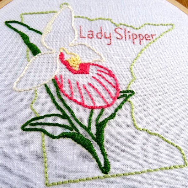 Minnesota State Flower Embroidery Pattern {Lady Slipper}