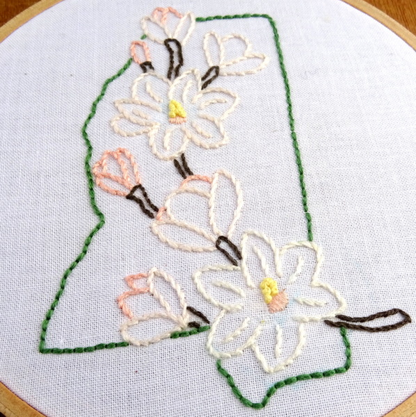 Mississippi State Flower Embroidery Pattern {Magnolia}