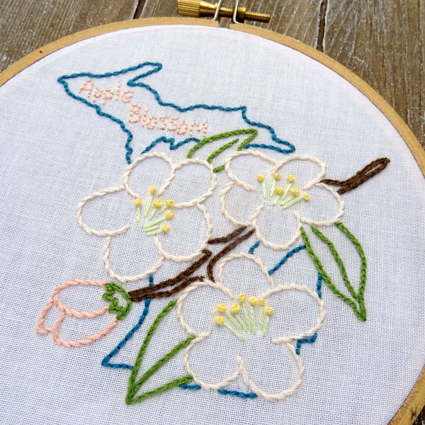 Michigan State Flower Hand Embroidery Pattern {Apple Blossom}