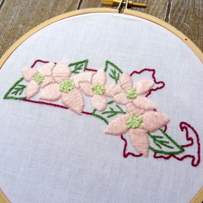 Massachusetts State Flower Hand Embroidery Pattern {Mayflower}