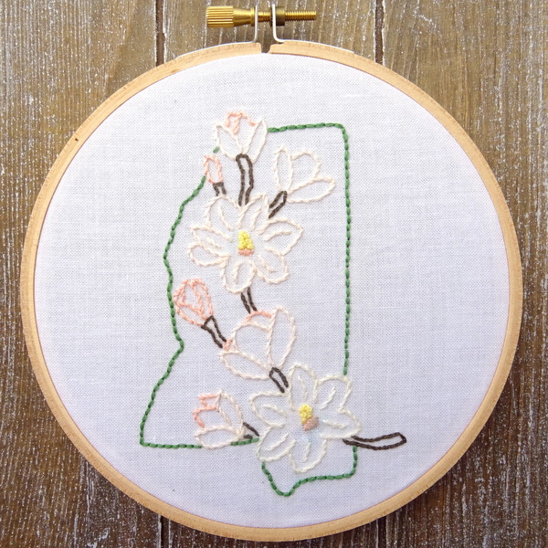 Mississippi State Flower Hand Embroidery Pattern {Magnolia}