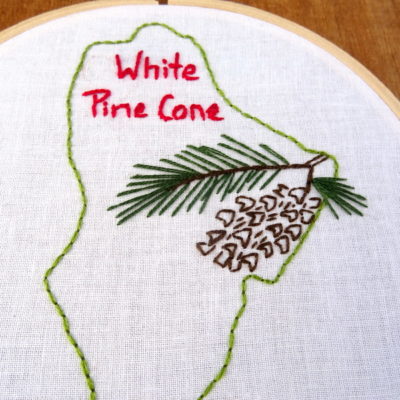 Maine State Flower Embroidery Pattern {White Pine Cone}