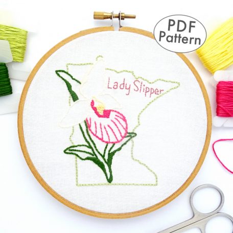 Minnesota Flower Embroidery Pattern {Lady Slipper}