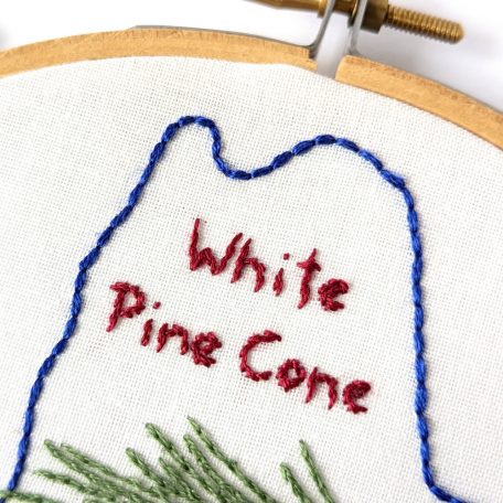 Maine Flower Hand Embroidery Pattern White Pine Cone