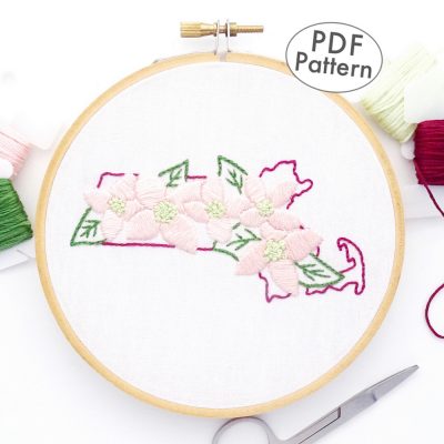 Massachusetts Flower Hand Embroidery Pattern {Mayflower}