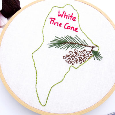 Maine State Flower Hand Embroidery Pattern {White Pine Cone}