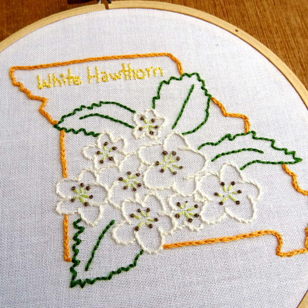 Missouri State Flower Embroidery Pattern {White Hawthorn}
