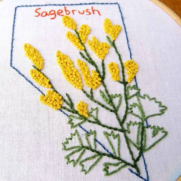 Nevada State Flower Embroidery Pattern {Sagebrush}