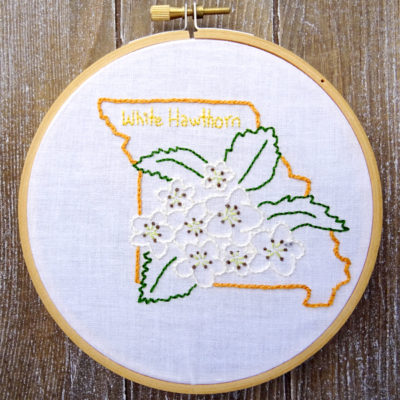 Missouri State Flower Hand Embroidery Pattern {White Hawthorn}