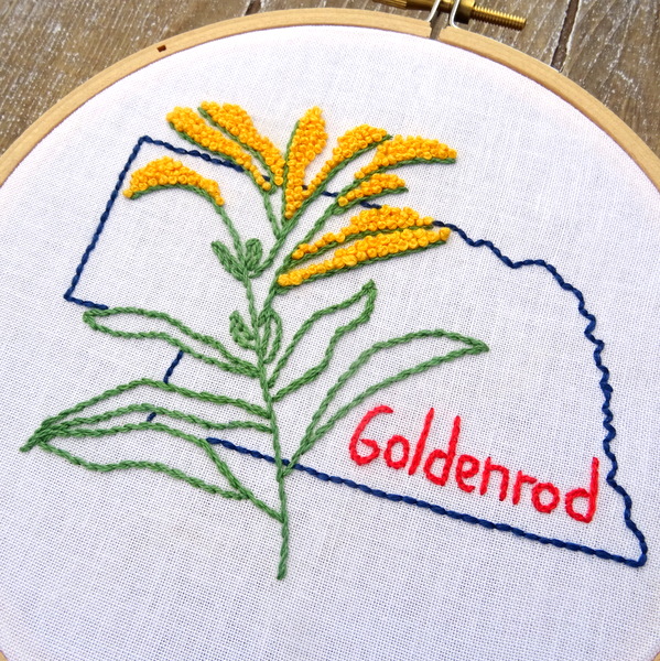 Nebraska State Flower Hand Embroidery Pattern {Goldenrod}