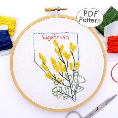 Nevada Flower Hand Embroidery Pattern {Sagebrush}
