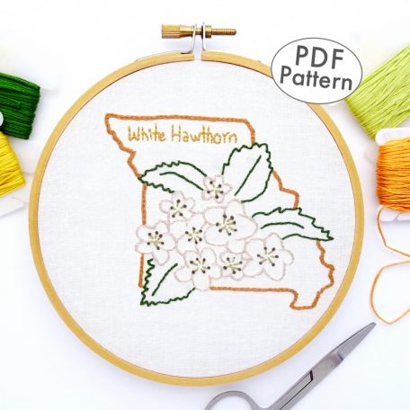 Missouri Flower Hand Embroidery Pattern {White Hawthorn}