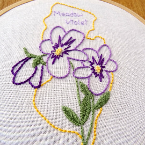 New Jersey State Flower Embroidery Pattern {Meadow Violet}