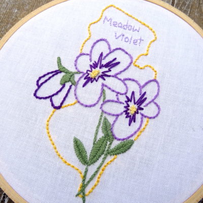 New Jersey State Flower Hand Embroidery Pattern {Meadow Violet}