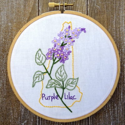New Hampshire State Flower Hand Embroidery Pattern {Purple Lilac}