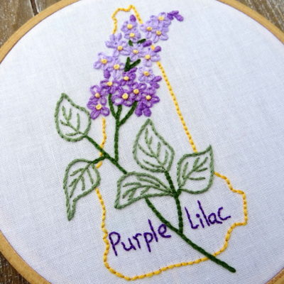 New Hampshire State Flower Hand Embroidery Pattern {Purple Lilac}