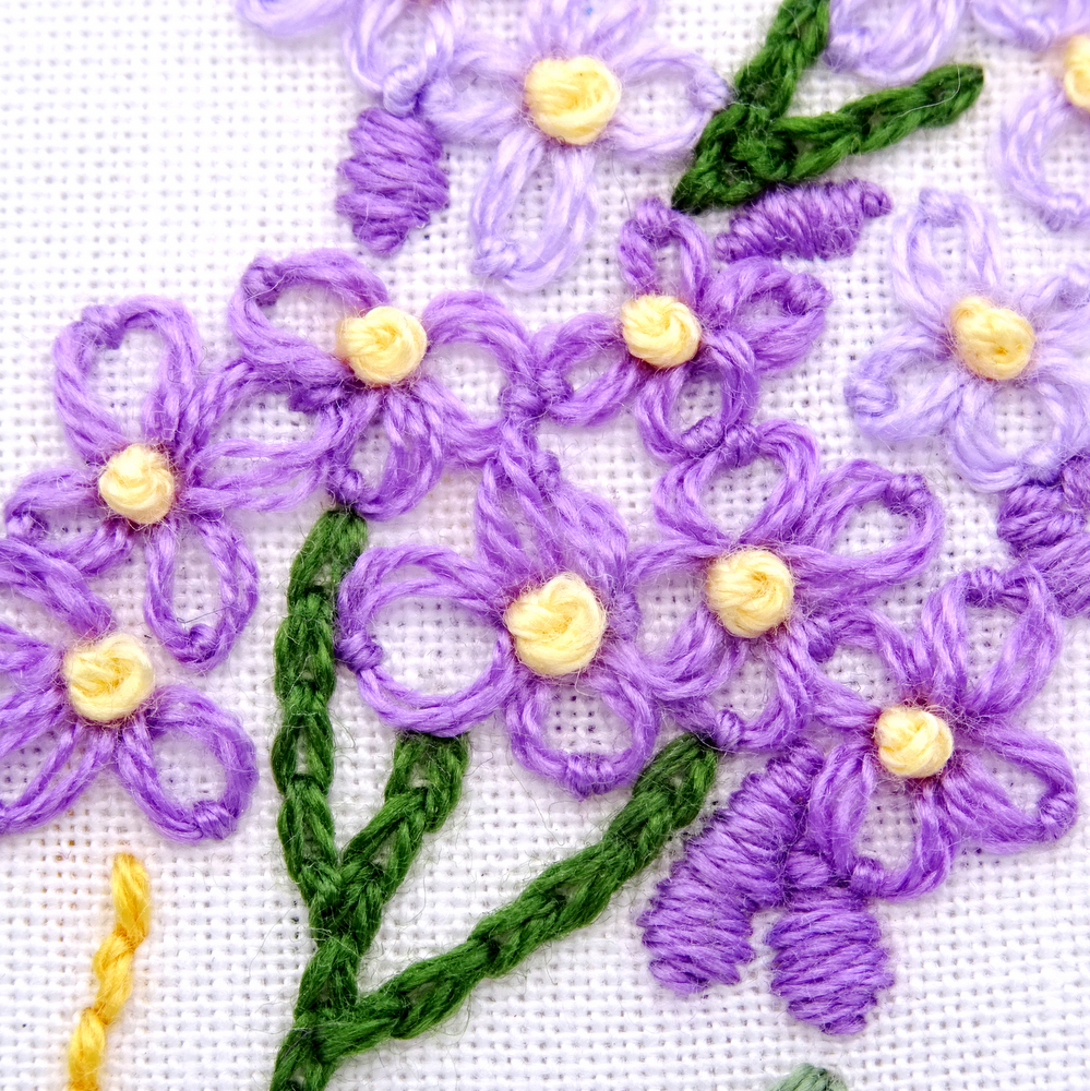 New Hampshire Flower Hand Embroidery Pattern {Purple Lilac} Wandering
