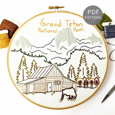 Grand Teton National Park Hand Embroidery Pattern