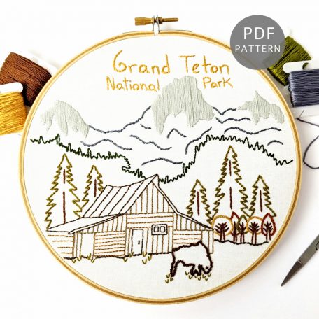 Grand Teton National Park Hand Embroidery Pattern