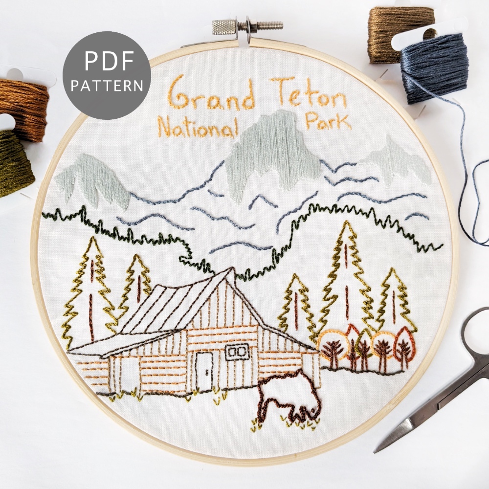 Grand Teton National Park Hand Embroidery Pattern