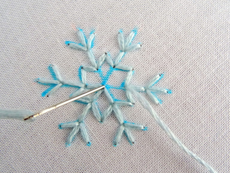 Simple Snowflake Embroidery Pattern Tutorial - Wandering Threads Embroidery