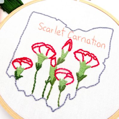 Ohio Flower Hand Embroidery Pattern {Scarlet Carnation}