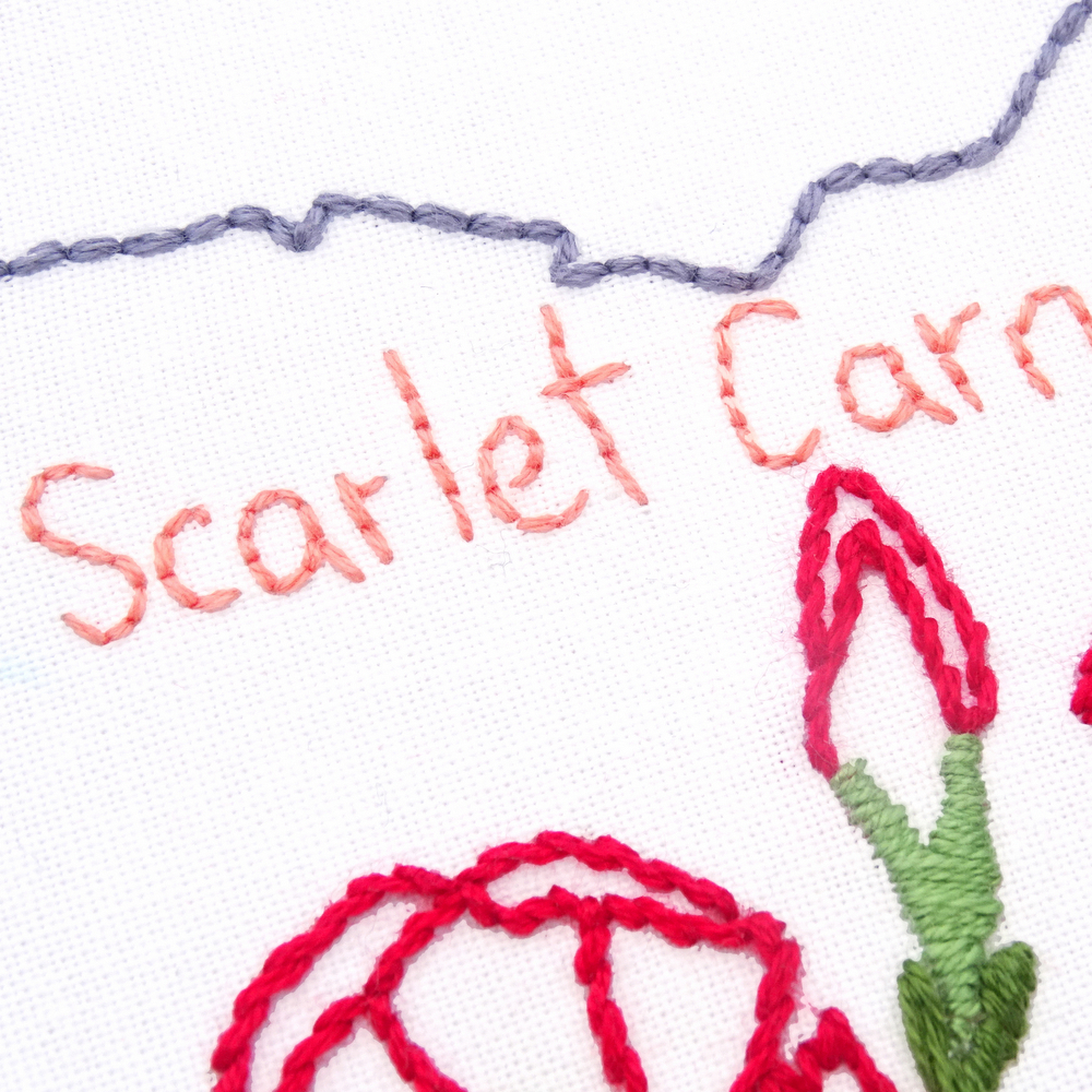 Ohio Flower Hand Embroidery Pattern {Scarlet Carnation}