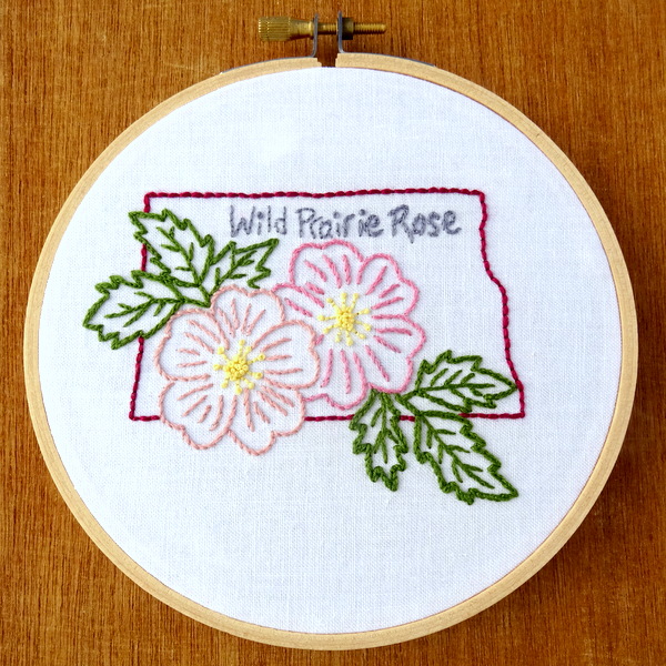 North Dakota State Flower Embroidery Pattern {Wild Prairie Rose}