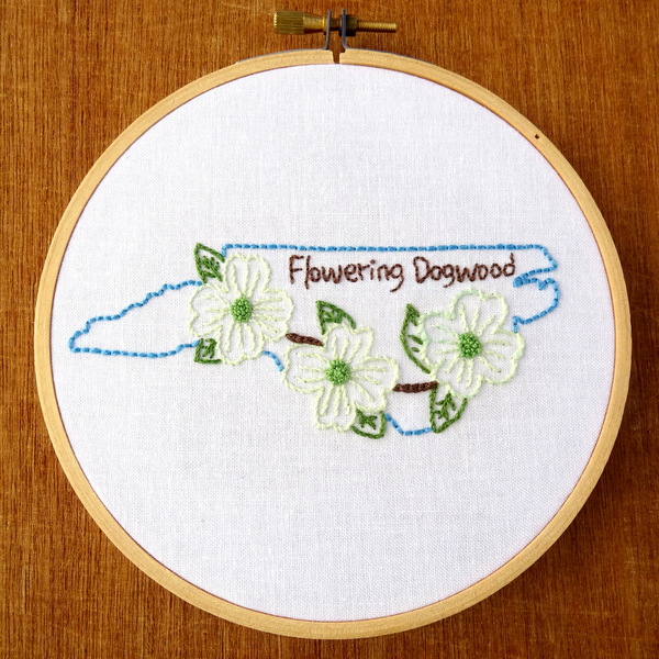 North Carolina State Flower Embroidery Pattern {Flowering Dogwood}