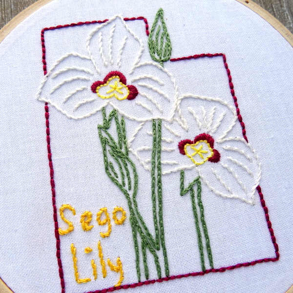 Utah State Flower Hand Embroidery Patten {Sego Lily}