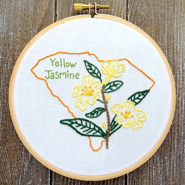 South Carolina State Flower Hand Embroidery Patten {Yellow Jasmine}