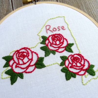 New York State Flower Hand Embroidery Pattern {Red Rose}