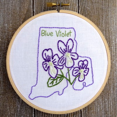 Rhode Island State Flower Hand Embroidery Pattern {Blue Violet}