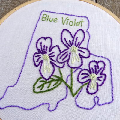 Rhode Island State Flower Hand Embroidery Pattern {Blue Violet}