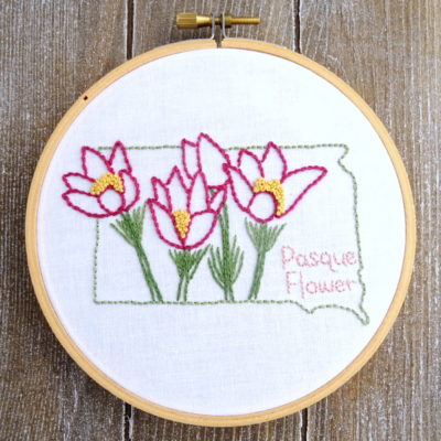South Dakota State Flower Hand Embroidery Pattern {Pasque Flower}