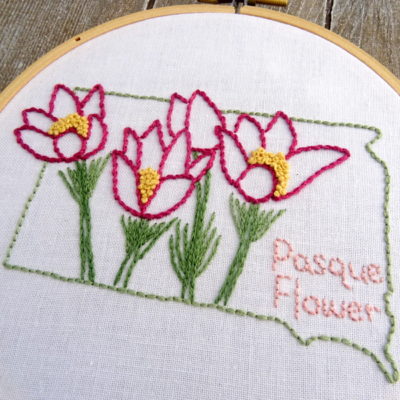 South Dakota State Flower Hand Embroidery Pattern {Pasque Flower}