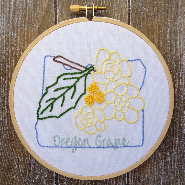 Oregon State Flower Hand Embroidery Pattern {Oregon Grape}