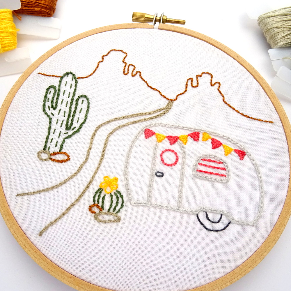 Vintage Trailer Desert DIY Hand Embroidery Pattern