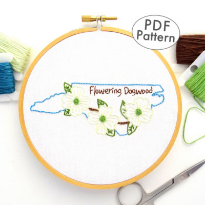North Carolina State Flower Hand Embroidery Pattern {Flowering Dogwood}