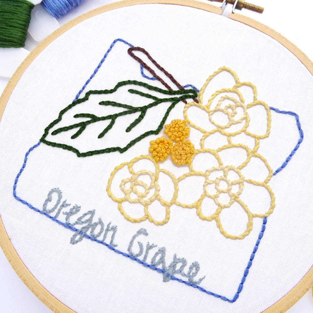 Oregon Flower Hand Embroidery Pattern{Oregon Grape}