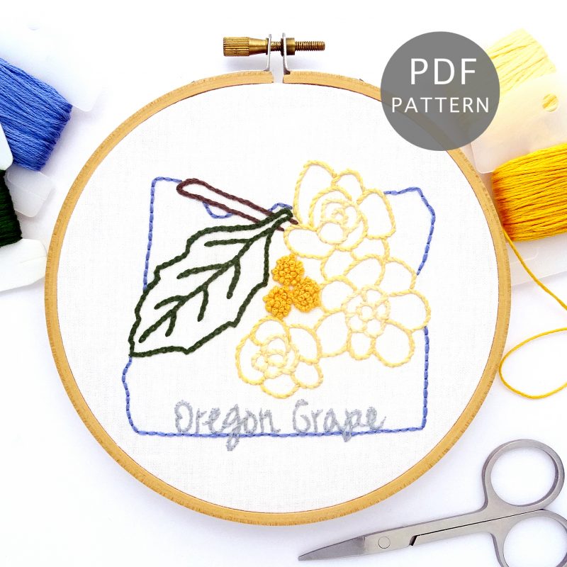 Oregon Pattern Oregon Flower Hand Embroidery Pattern {Oregon Grape} - Wandering ...