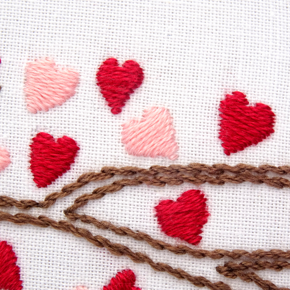 Love Birds Heart Tree Hand Embroidery Pattern - Wandering Threads