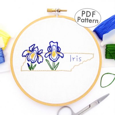 Tennessee Flower Hand Embroidery Pattern {Iris}