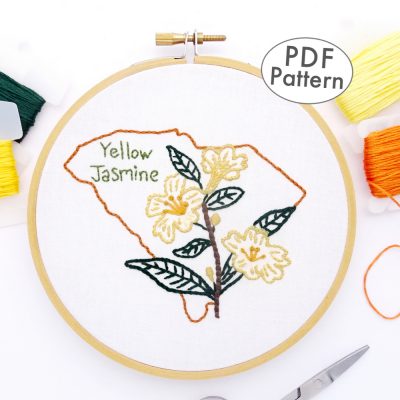 South Carolina Flower Hand Embroidery Pattern {Yellow Jasmine}