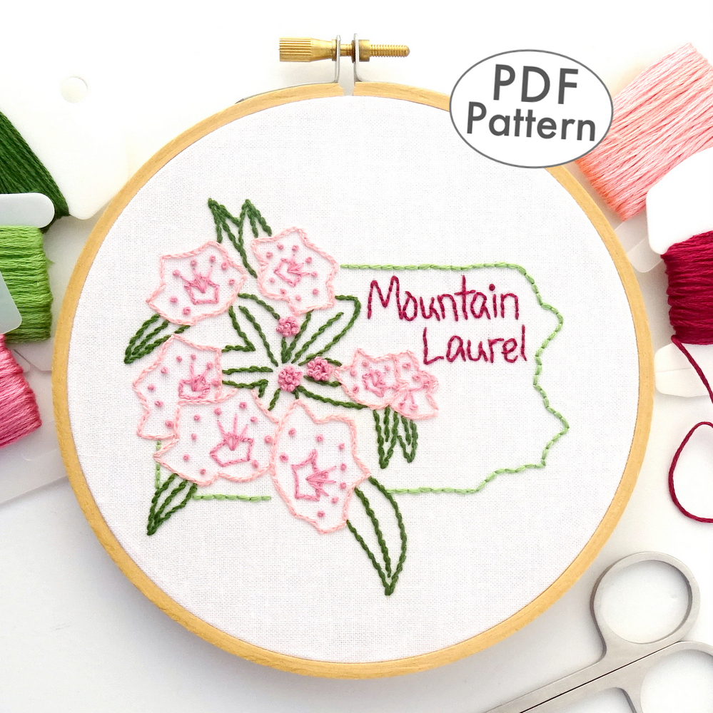 Pennsylvania State Flower Hand Embroidery Pattern {Mountain Laurel}